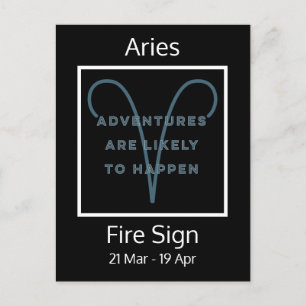 Aries-Sternzeichen-Spaß-Zitat in Blau und Weiß auf Postkarte