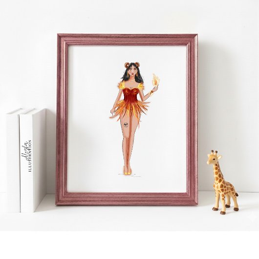 Aries-Sternzeichen-Wandkunst, minimalistischer Tie Poster