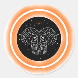 Aries Symbol – Minimal Astrology Emblem Runder Aufkleber