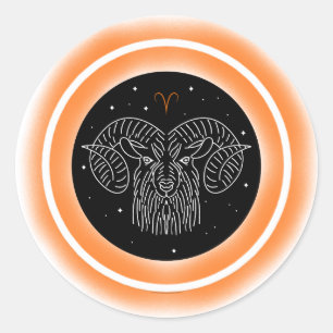 Aries-Symbol – Minimales Astrologie-Emblem Runder Aufkleber