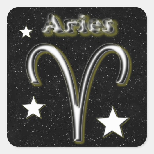 Aries-Symbol Quadratischer Aufkleber (Vorderseite)