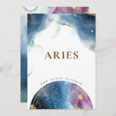 Aries Table Sign Celestial Watercolor Theme Card Einladung (Vorne/Hinten)