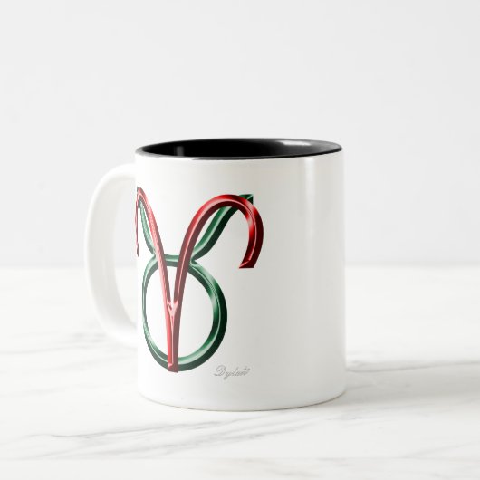 Aries Taurus Cusp Astrologie Zodiac Sign Zweifarbige Tasse (Vorderseite Links)