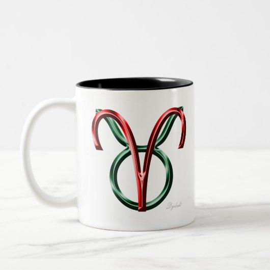Aries Taurus Cusp Astrologie Zodiac Sign Zweifarbige Tasse (Links)