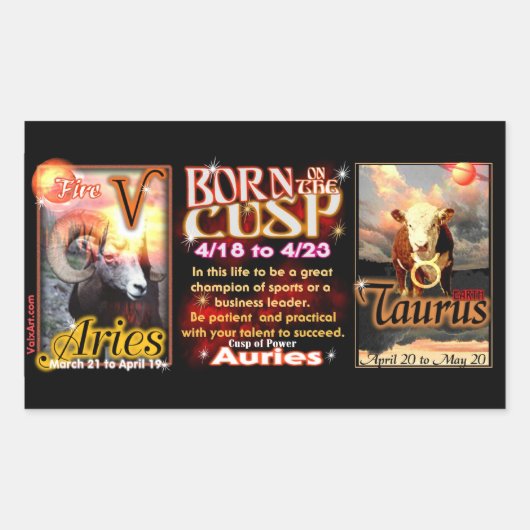 Aries Taurus zodiac Cusp by valxart Rechteckiger Aufkleber (Vorderseite)