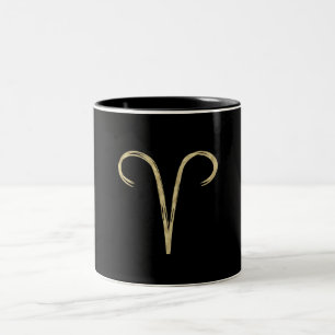 ARIES The Ram Gold Brush Fire Sign Astrologie Zeic Zweifarbige Tasse