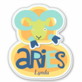 Aries the Ram Zodiac Contour Aufkleber (Vorderseite)