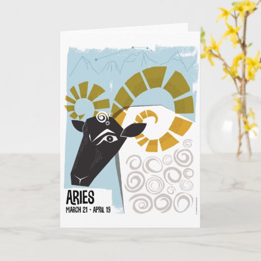 Aries the Ram Zodiac Karte (Gelbe Blume)