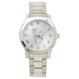 Aries the Ram Zodiac Silver Roman Numerals Armbanduhr