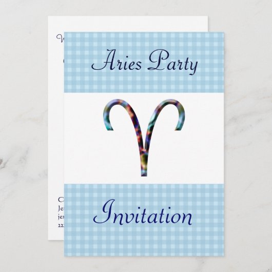 Aries Themed Birthday Party Einladung - Zodiac (Vorne/Hinten)