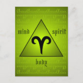 Aries Triangle Mind Body Spirit Holisitic Green Postkarte (Vorderseite)