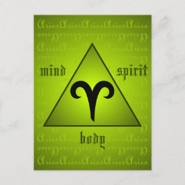 Aries Triangle Mind Body Spirit Holisitic Green Postkarte
