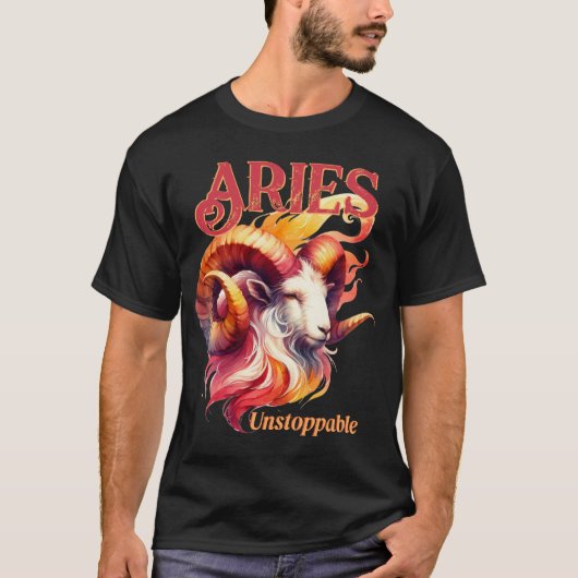 Aries Unaufhaltsames Wasserfarbenzeichen Zodiac Fe T-Shirt (Vorderseite)