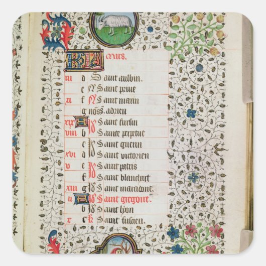 Äries und ein Mann, der Bäume gefällt Quadratischer Aufkleber (Vorderseite)