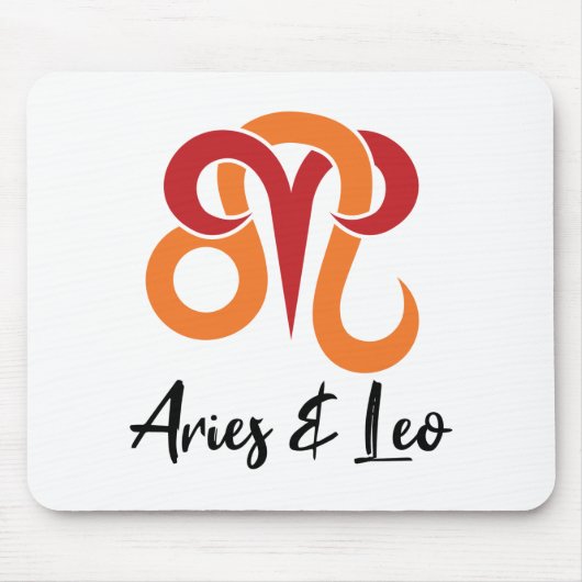 Aries und Leo Zodiac Paares Horoskop Mousepad (Vorne)