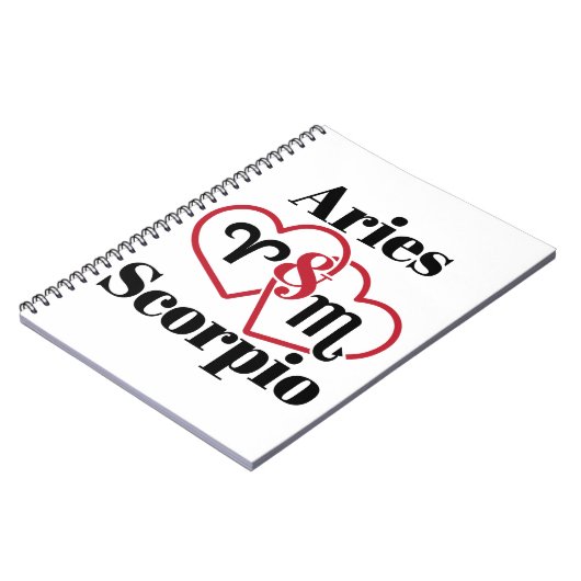 Äries und Scorpio Couple Zodiac Astrologie Herz Notizblock (Linke Seite)