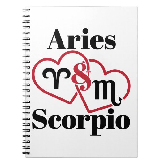 Äries und Scorpio Couple Zodiac Astrologie Herz Notizblock (Vorderseite)