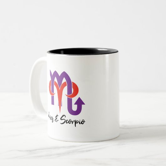 Aries und Scorpio Paare Horoskop Zodiac Zweifarbige Tasse (Vorderseite Links)