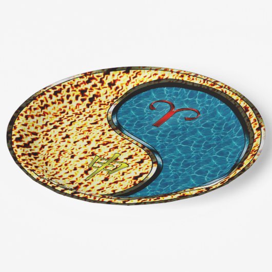 Aries & Water Monkey Pappteller (Schrägansicht)