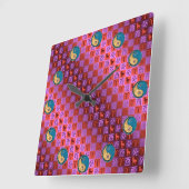 Aries & Water Rooster Quadratische Wanduhr (Winkel)