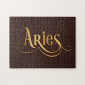 Aries Wirbles Script Gold auf Leder Puzzle (Horizontal)