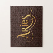 Aries Wirbles Script Gold auf Leder Puzzle (Vertikal)