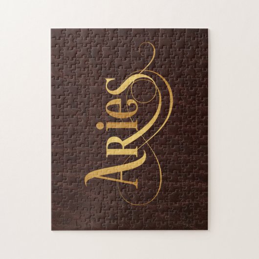 Aries Wirbles Script Gold auf Leder Puzzle (Vertikal)