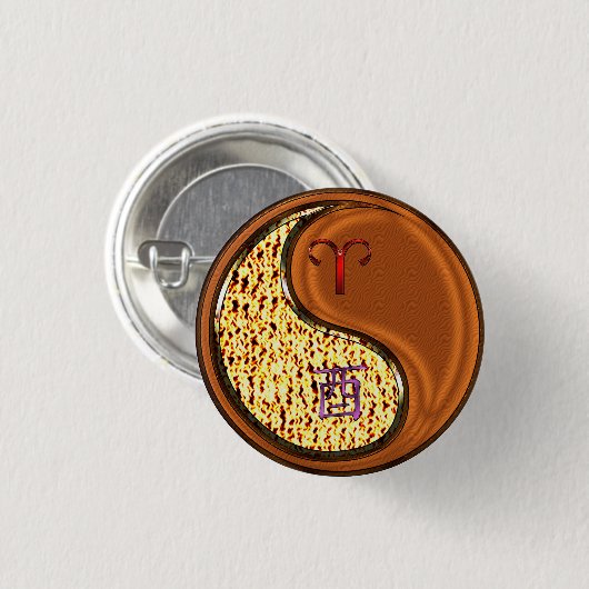 Aries & Wood Rooster Button (Vorne & Hinten)