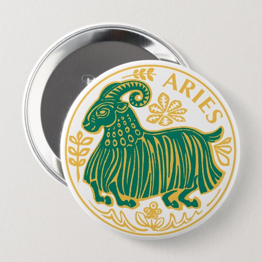 Aries Zeichen des Zodiaks auf Button (Vorne & Hinten)