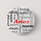 Aries Zodiac Astrologie Horoskop Eigenschaften Col Button (Vorderseite)