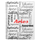 Aries Zodiac Astrologie Horoskop Eigenschaften Col Notizblock (Vorderseite)
