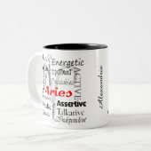 Aries Zodiac Astrologie Horoskop Eigenschaften Col Zweifarbige Tasse (Vorderseite Links)