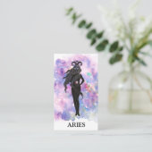 *~* ARIES Zodiac Astrologie Lesen Blue Pink Visitenkarte (Stehend Vorderseite)