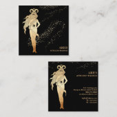 *~* ARIES Zodiac Astrologie Lesen Gold Schwarz Quadratische Visitenkarte (Vorne/Hinten)