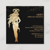 *~* ARIES Zodiac Astrologie Lesen Gold Schwarz Quadratische Visitenkarte (Rückseite)