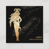 *~* ARIES Zodiac Astrologie Lesen Gold Schwarz Quadratische Visitenkarte (Vorderseite)