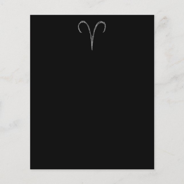 Aries. Zodiac Astrologie Zeichen. Schwarz. (Vorderseite)