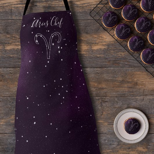 Aries Zodiac Astrology Purple Galaxy Personalized Schürze