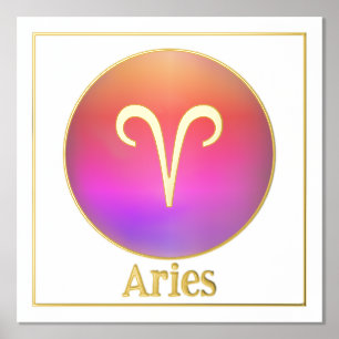 Aries Zodiac Aura Gold Foil Prints Foliendrucke