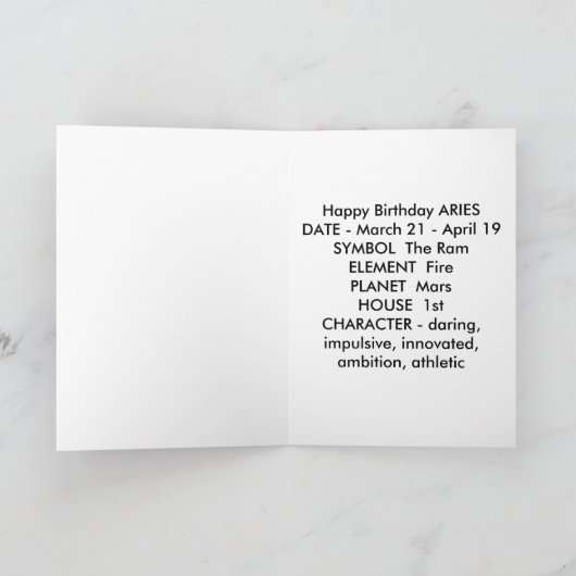 Aries Zodiac Birthday card Karte (Innenseite)