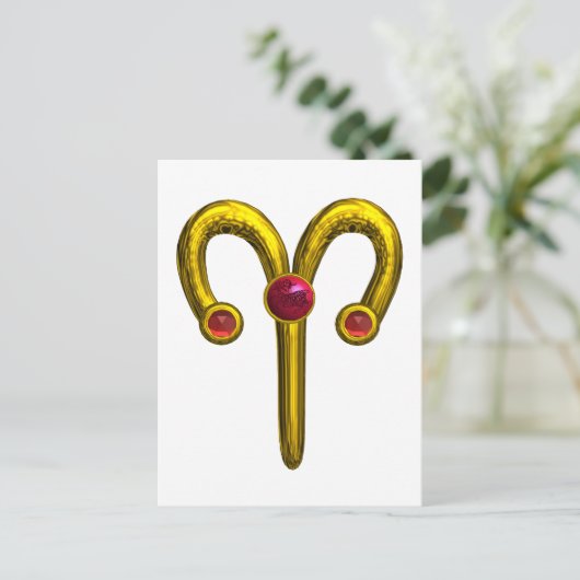 ARIES ZODIAC BIRTHDAY JEWEL POSTKARTE (Stehend Vorderseite)