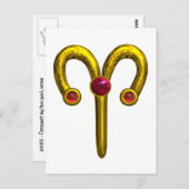 ARIES ZODIAC BIRTHDAY JEWEL POSTKARTE (Vorne/Hinten)