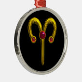 ARIES ZODIAC BIRTHDAY JEWEL Red Ruby Gold Silbernes Ornament (Rechts)