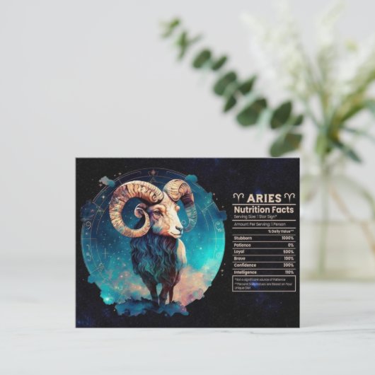 Aries Zodiac Birthday Postcard Postkarte (Stehend Vorderseite)