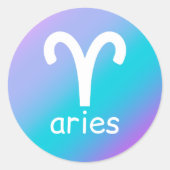Aries Zodiac Blue Lila Horoskop Star-Zeichen Runder Aufkleber (Vorderseite)