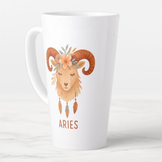 Aries zodiac boho watercolor Latte Mug Milchtasse (Linke Ecke)