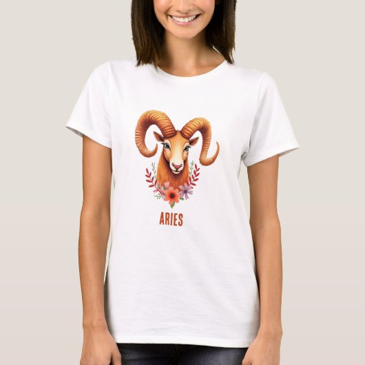 Aries zodiac boho watercolor T-Shirt (Vorderseite)