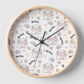 Aries Zodiac Charm Pattern Heroischer Bunny Uhr (Vorderseite)