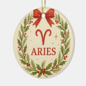 Aries Zodiac Christmas Ornament – Festive Holly Wr (Links)
