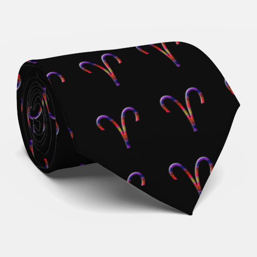 Aries Zodiac Colorful on Black Krawatte (Gerollt)